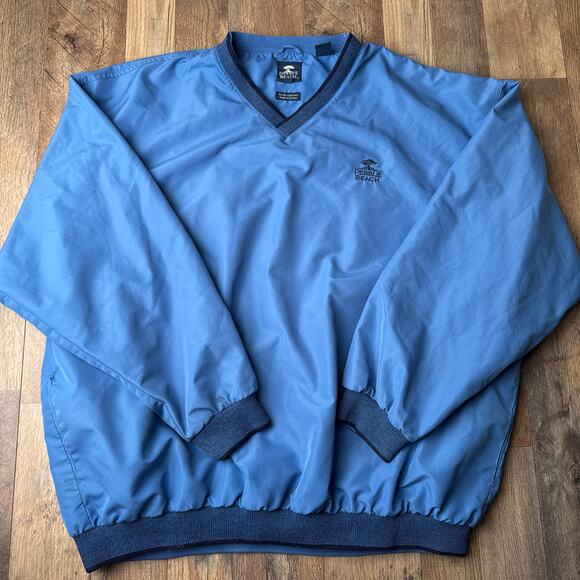 Vintage Pebble Beach Golf Jacket Men's 2XL Blue Water Resistant V-Neck 6130 - Picture 1 of 13